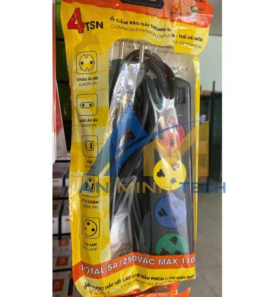 Ổ Cắm 4TSN Dây 3mx2 5A