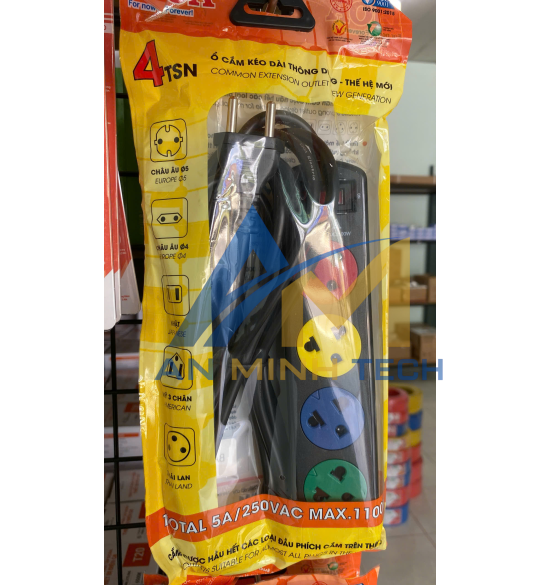 Ổ Cắm 4TSN Dây 3mx2 5A
